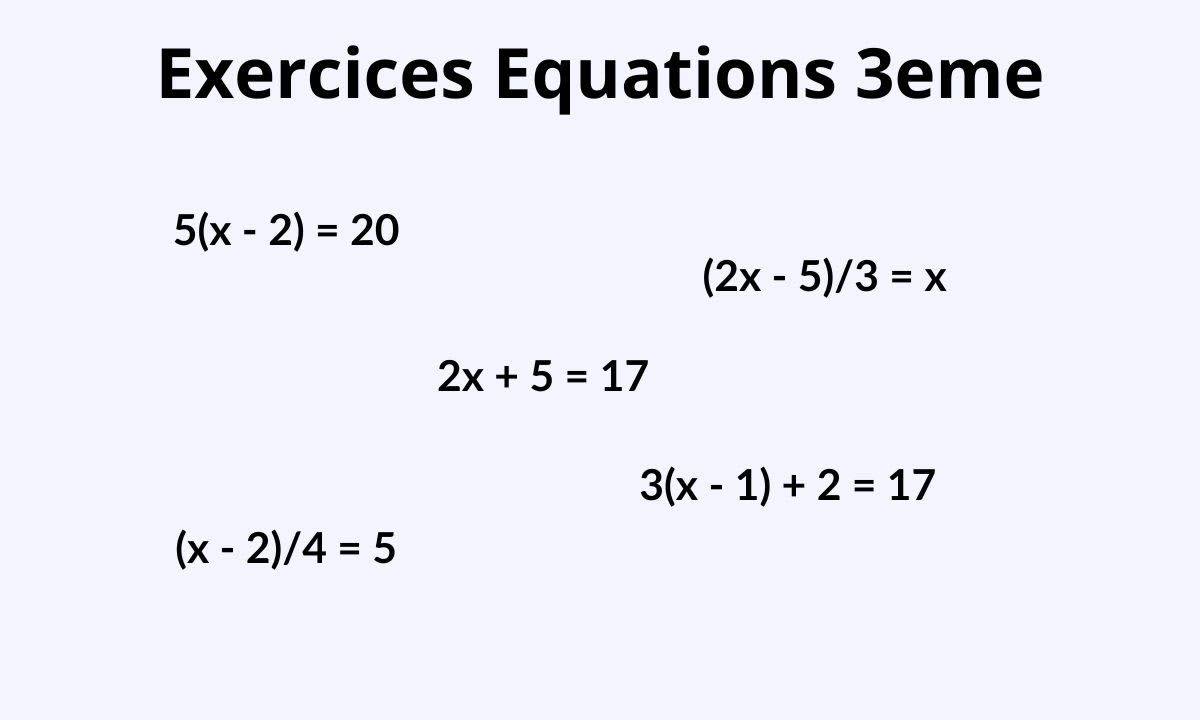 Exercices sur les équations de 3ème : cours, méthode et entraînement pour le Brevet